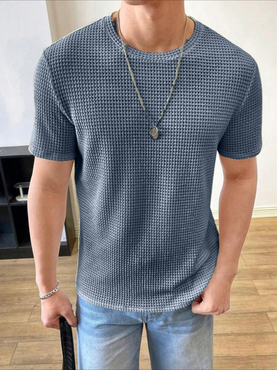 Waffle Knitted Pigeon Blue Tee