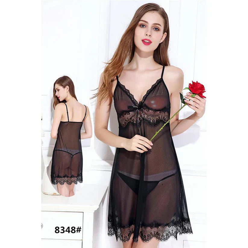 Ariella Transparent Short Lingerie Black bellavista