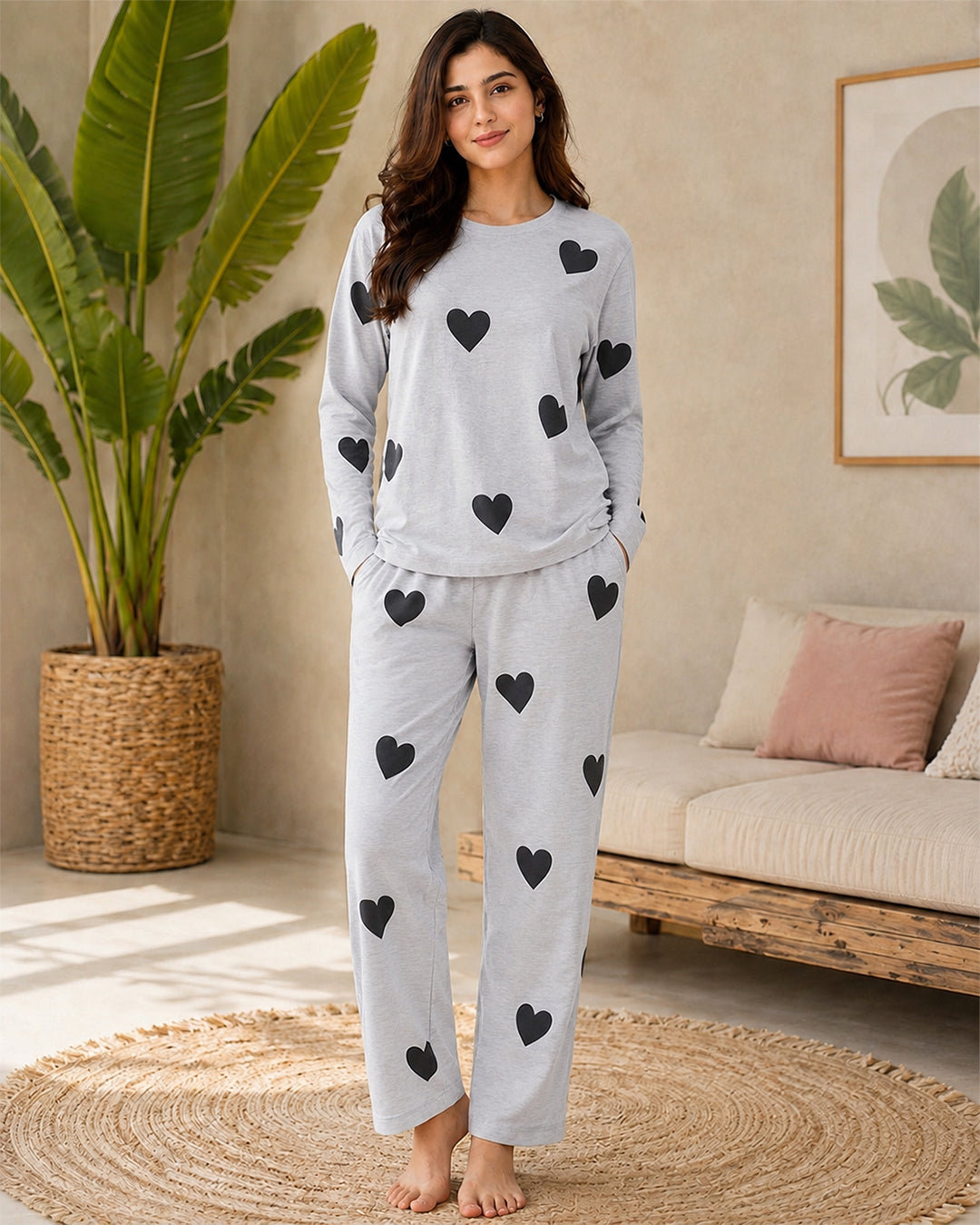 Grey Dil Dil Printed Night Suit