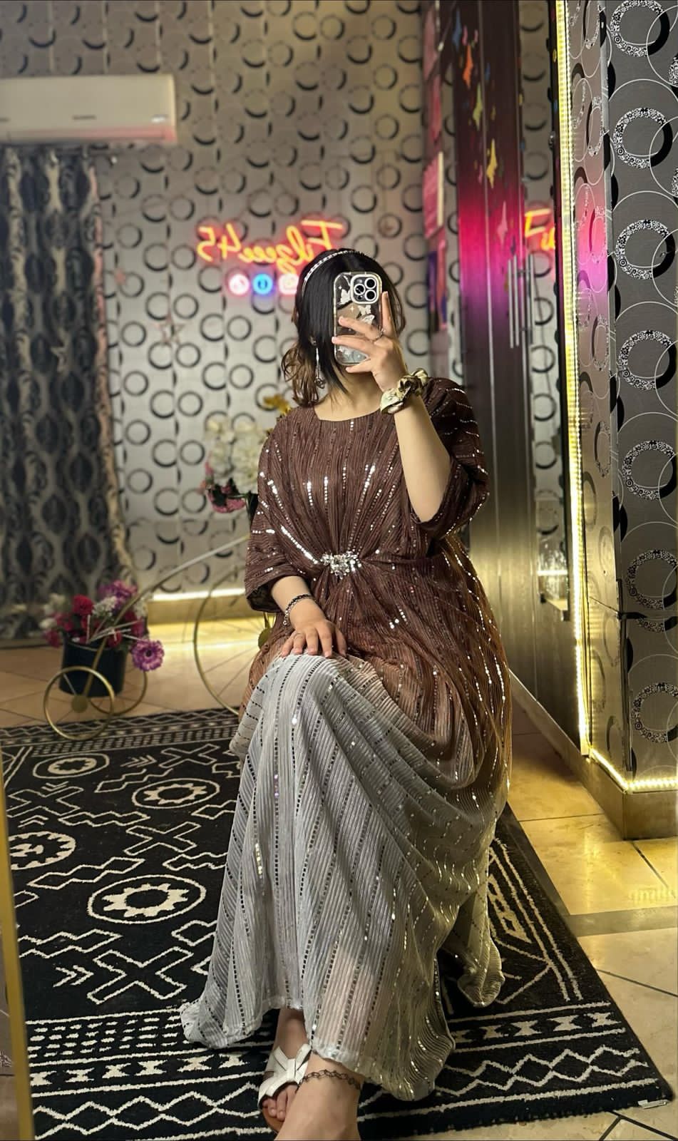 Brown Two-Tone Moonlight Kaftan