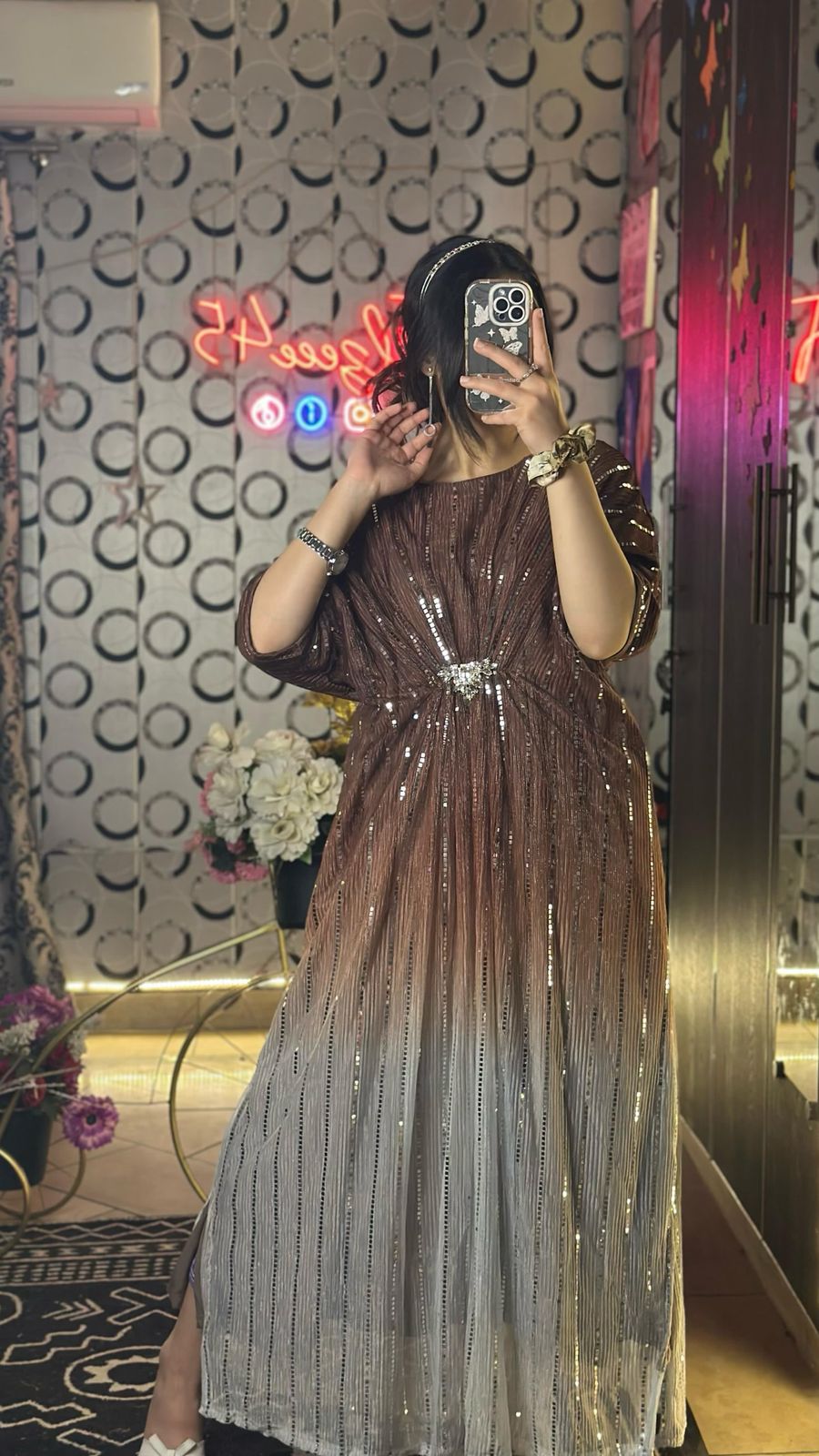 Brown Two-Tone Moonlight Kaftan