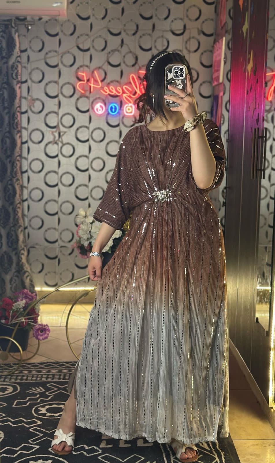 Brown Two-Tone Moonlight Kaftan