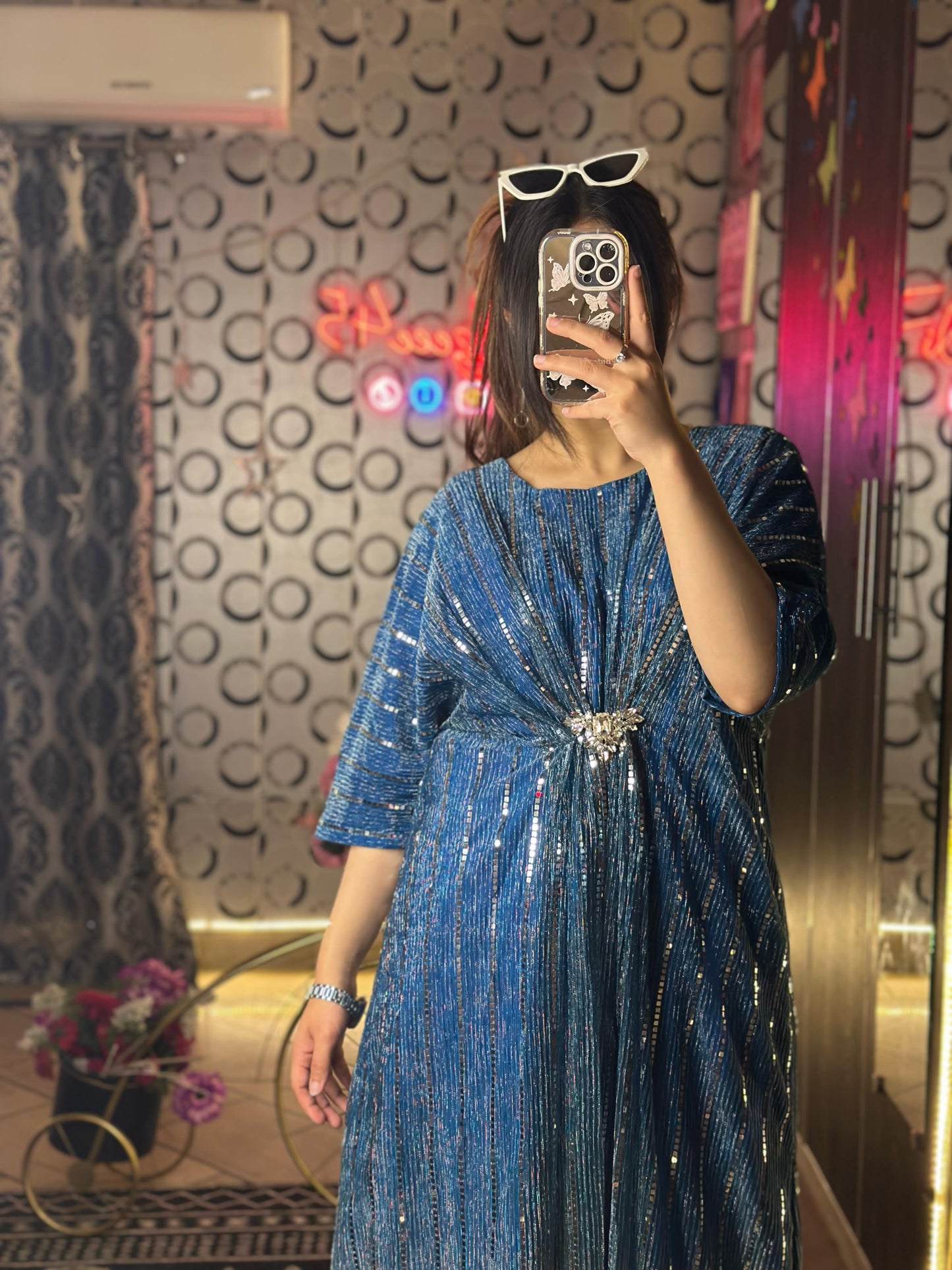 Blue Two-Tone Moonlight Kaftan