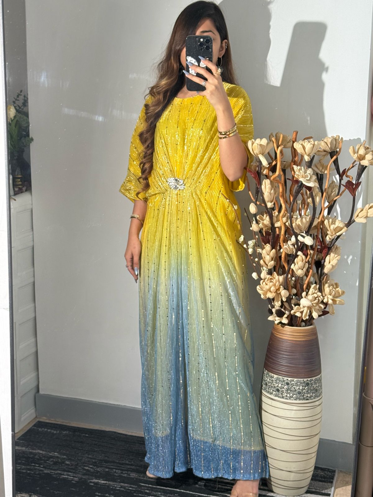 Yellow-Blue Moonlight Kaftan