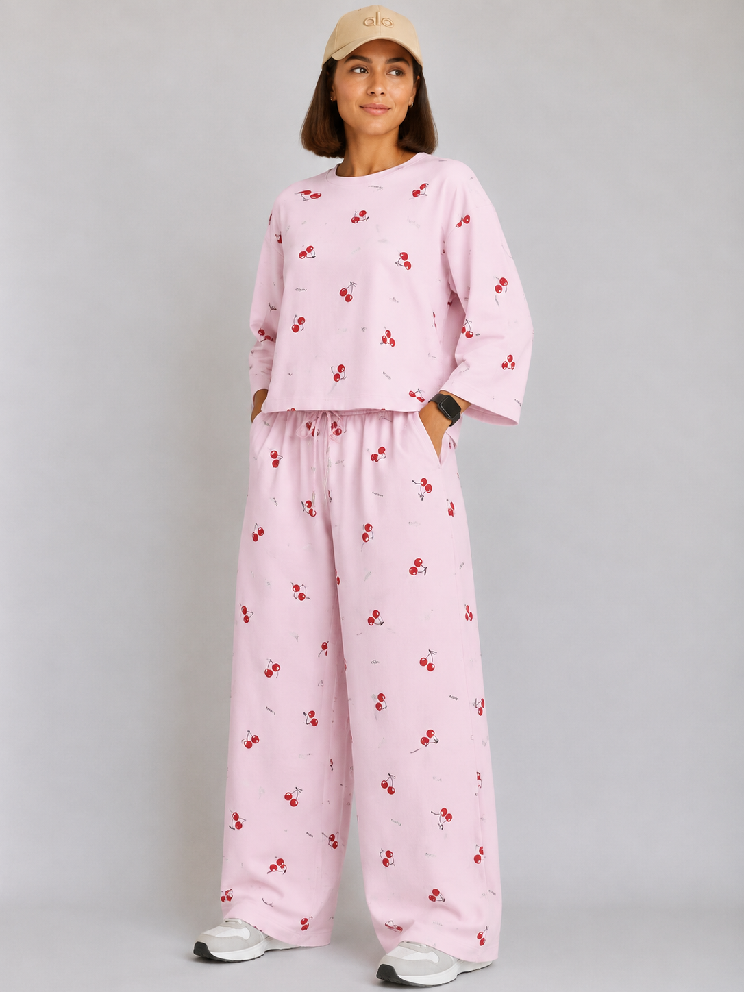 Women's Premium Barbary Fabric Sleepwear Set – Loose Trouser & Short Tee SBSPJ-04