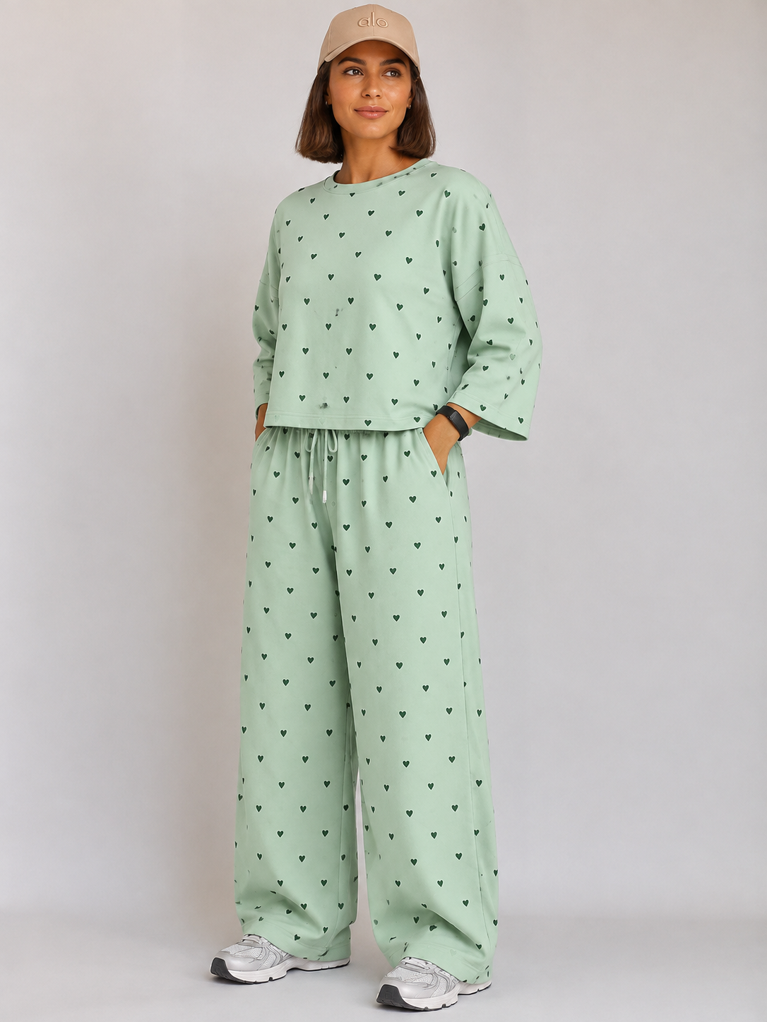 Women's Premium Barbary Fabric Sleepwear Set – Loose Trouser & Short Tee SBSPJ-05