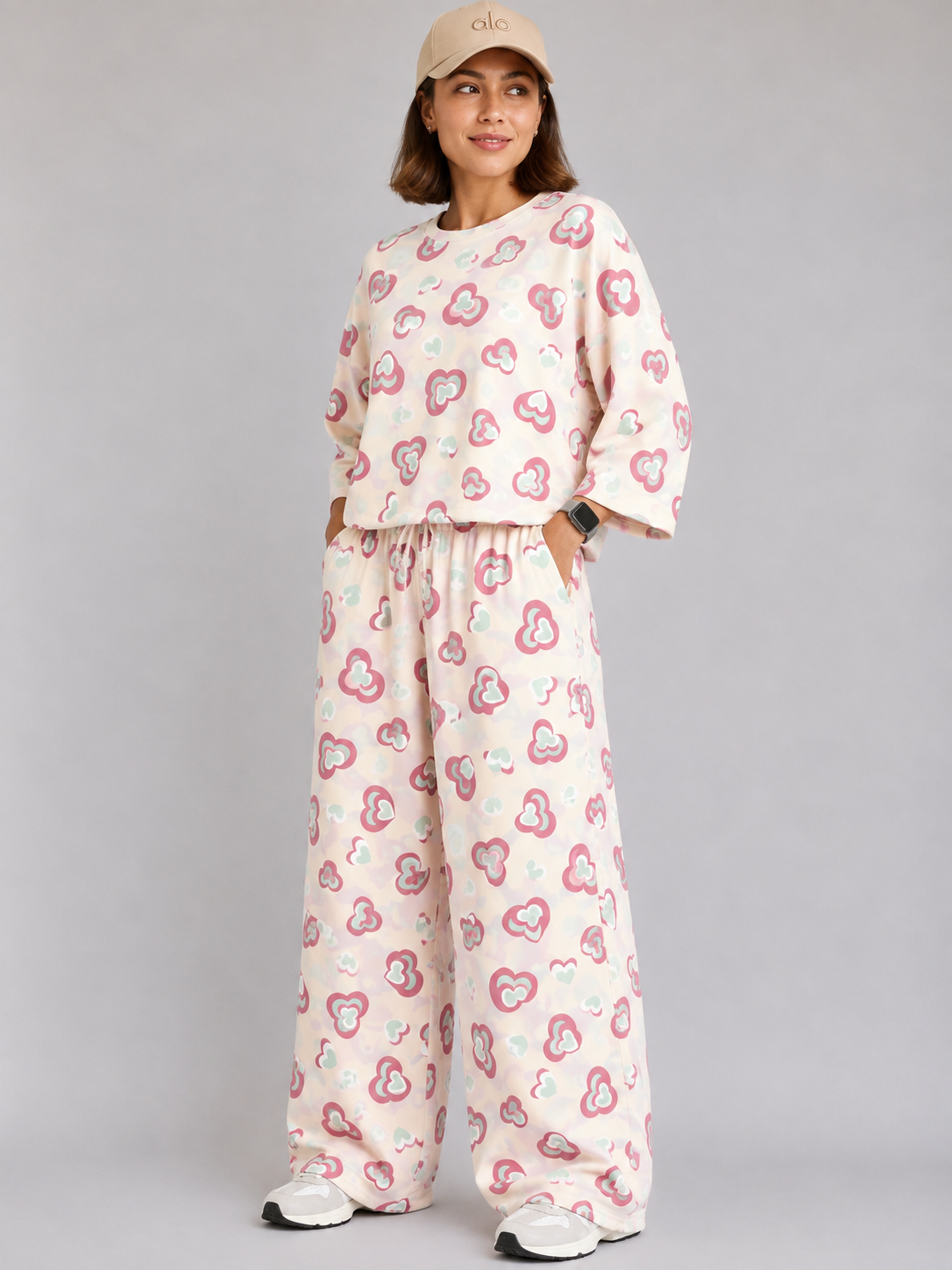 Women's Premium Barbary Fabric Sleepwear Set – Loose Trouser & Short Tee SBSPJ-09