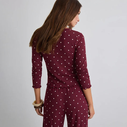BELLAVISTA-Ivory Dream Set (Heart Printed) - Maroon