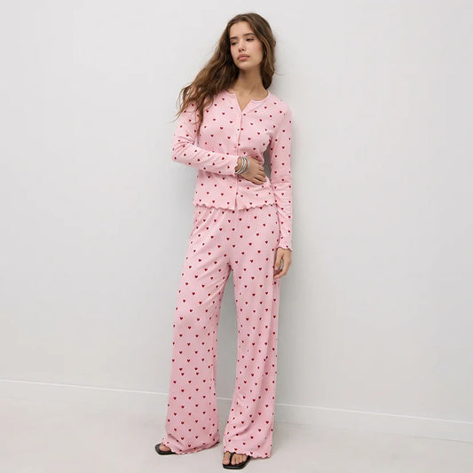 BELLAVISTA- Ivory Dream Set (Heart Printed) - Nude Pink