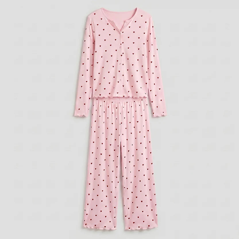 BELLAVISTA- Ivory Dream Set (Heart Printed) - Nude Pink