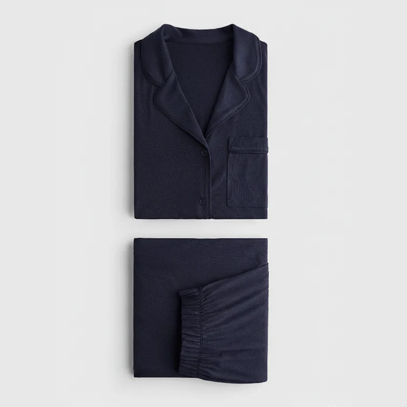 Luxury Navy Blue Sleep Set Linen