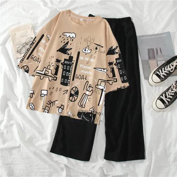 Beige Planet Pj Suit