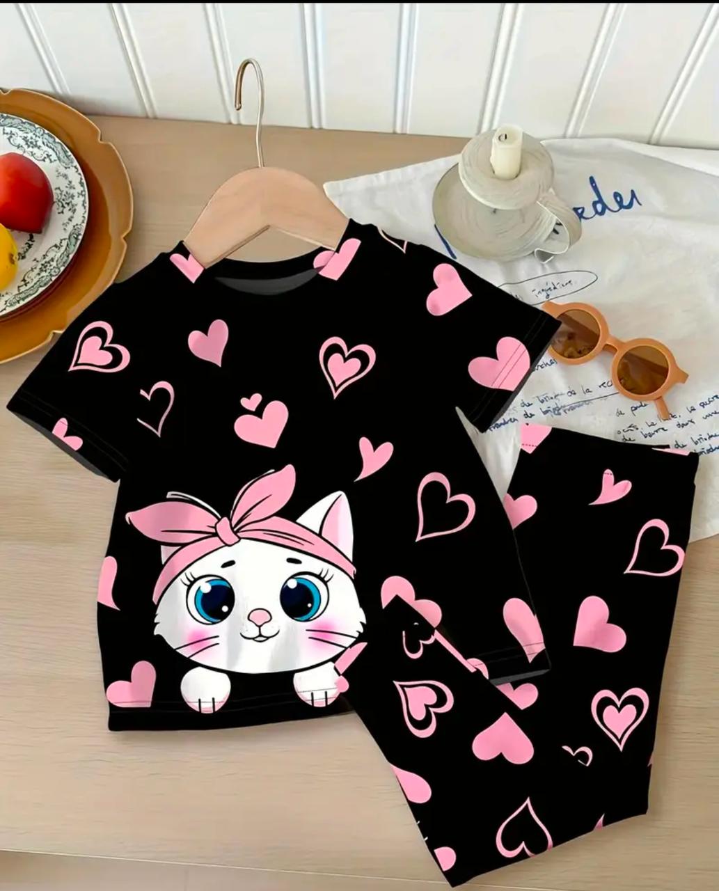 Kitty Printed kids Night Wear