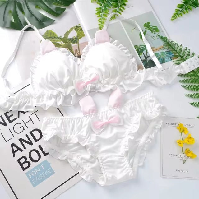 High Quality & Comfortable Cute Little White Rabbit Lolita Soft Cotton Bra & Panty Set