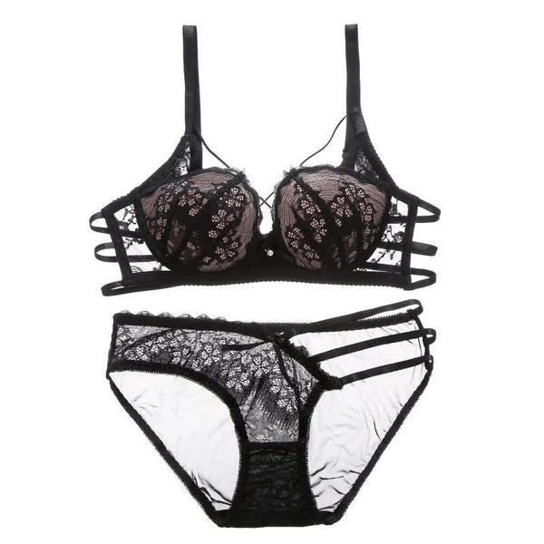 Push Up Padded Lace Bra And Panty Set Back Closure Seamless Lingerie Set 1801