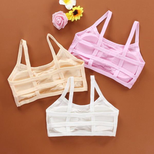 Pack Of 3 - Junior Girls Spaghetti Straps Hollow Out Backless Bra (8 - 18 Years ) Multicolor