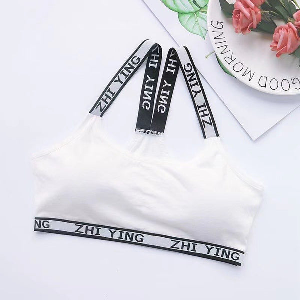 Pack Of 3 New Soft Padded Letter Printed Stretchable Straps Comfortable Teenage Sport Bra
