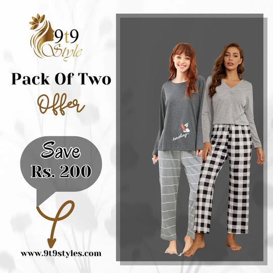 Pack Of Two Printed Pajama Night Suit Set 22