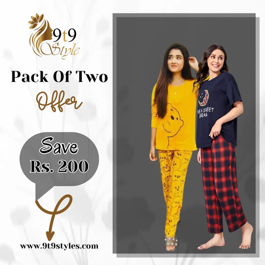 Pack Of Two Printed Pajama Night Suit Set 29