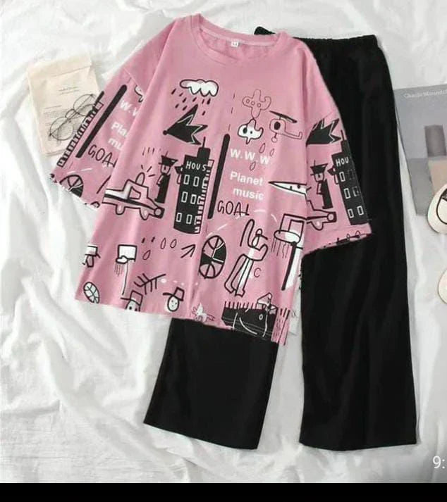 SR-PLANET PRINTED PJ SUIT - PINK