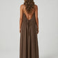 STUNNING BACKLESS MAXI DRESS - DUSTY BROWN