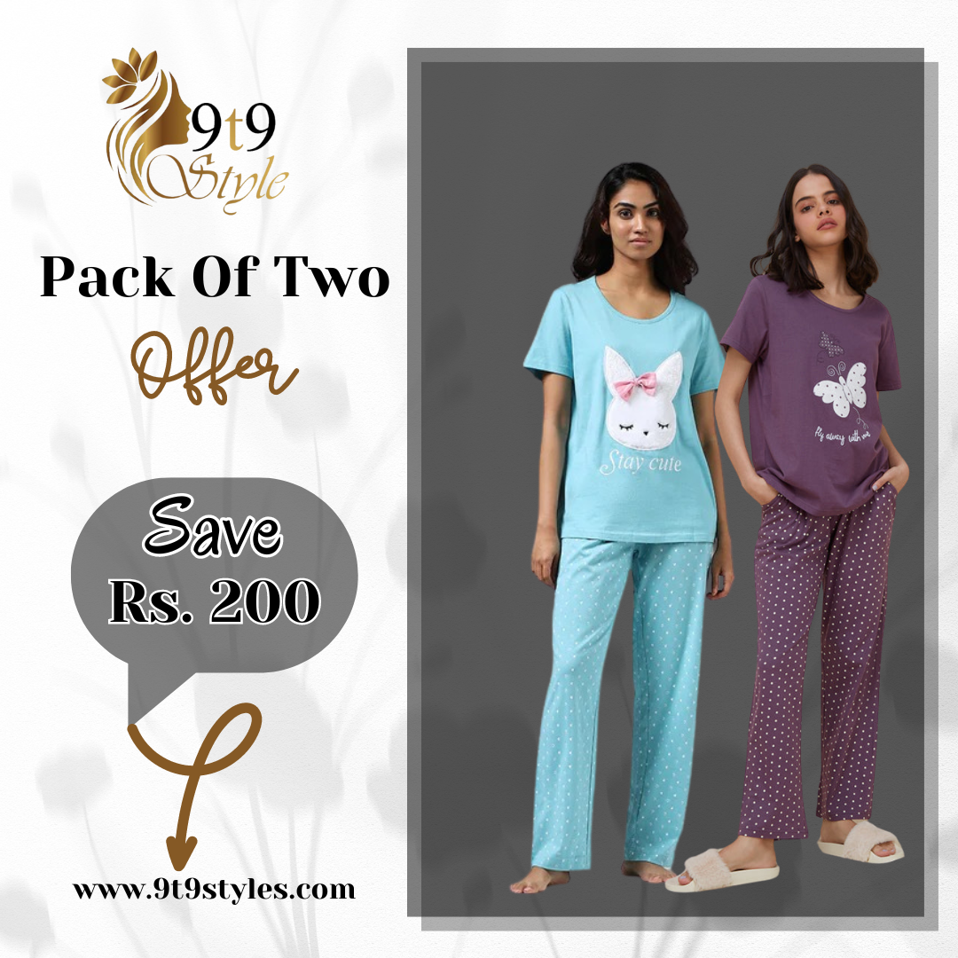 Pack Of Two Printed Pajama Night Suit Set 30