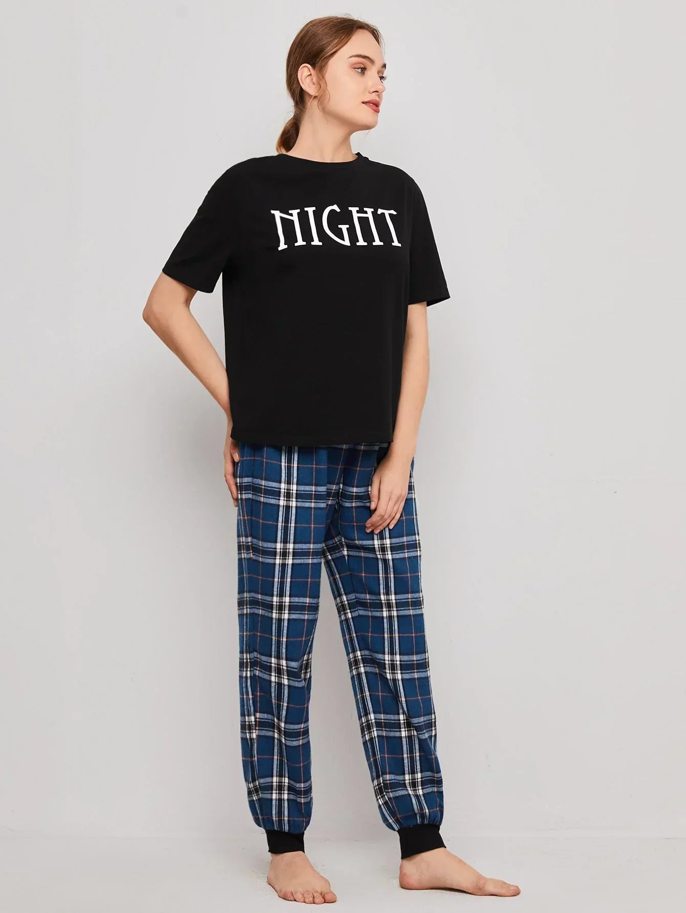 Black Night Printed Night Suit