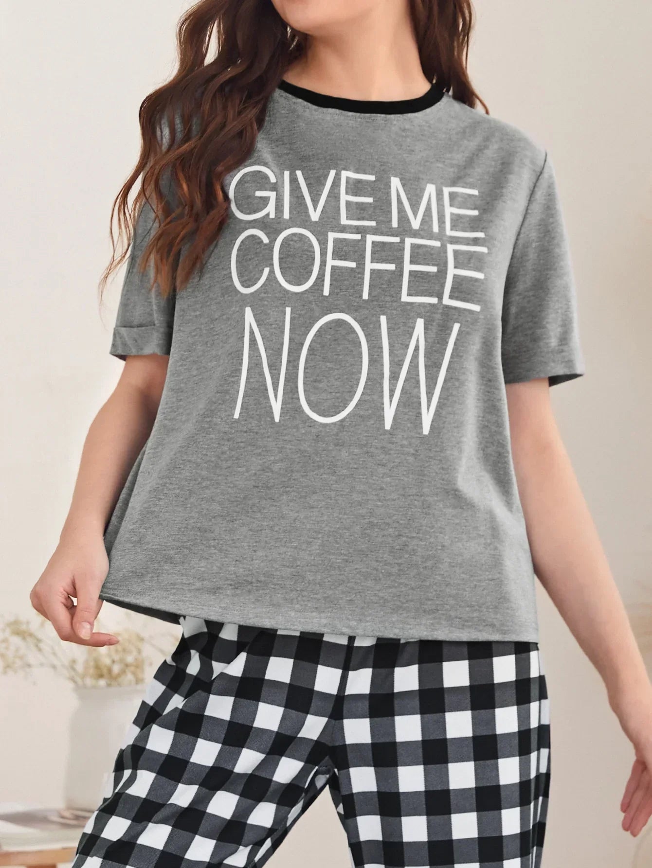 Give Me Coffee Printed Night Suit