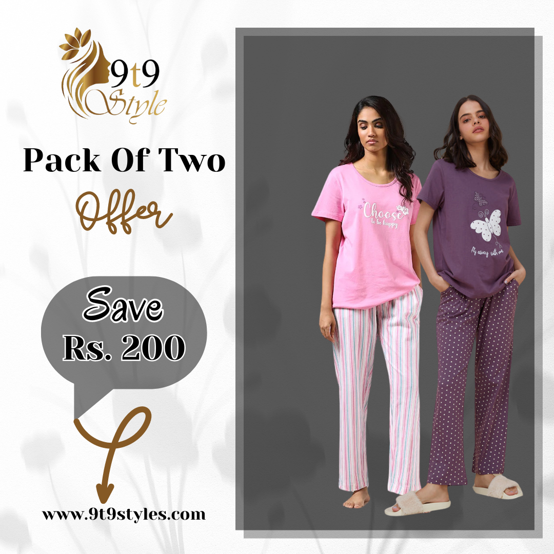 Pack Of Two Printed Pajama Night Suit Set 32