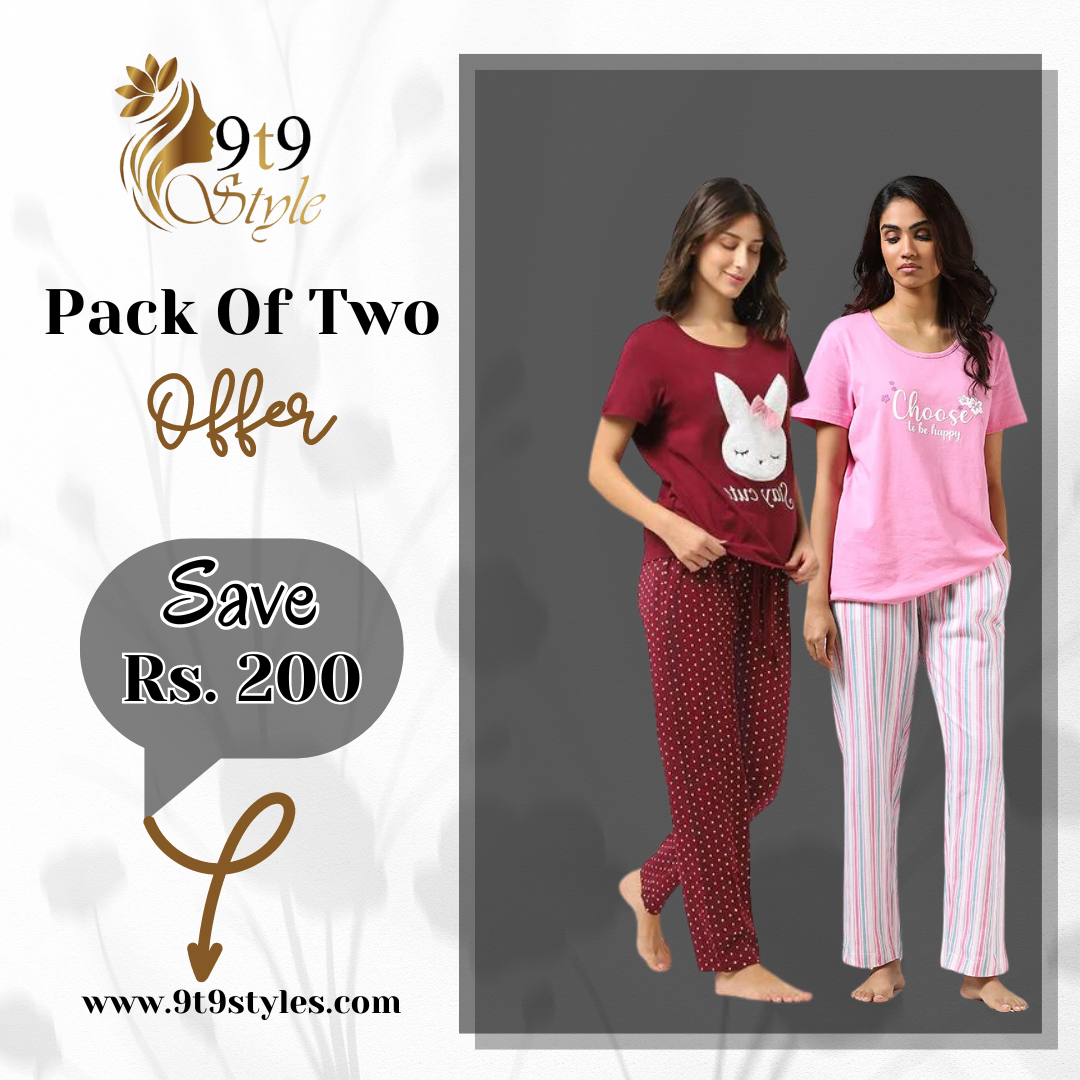 Pack Of Two Printed Pajama Night Suit Set 34