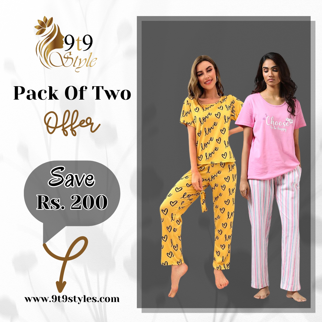 Pack Of Two Printed Pajama Night Suit Set 36