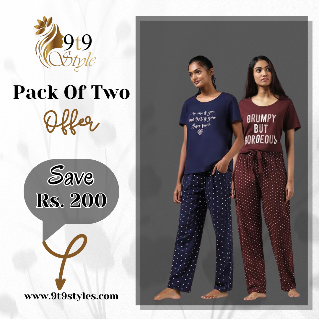 Pack Of Two Printed Pajama Night Suit Set 39