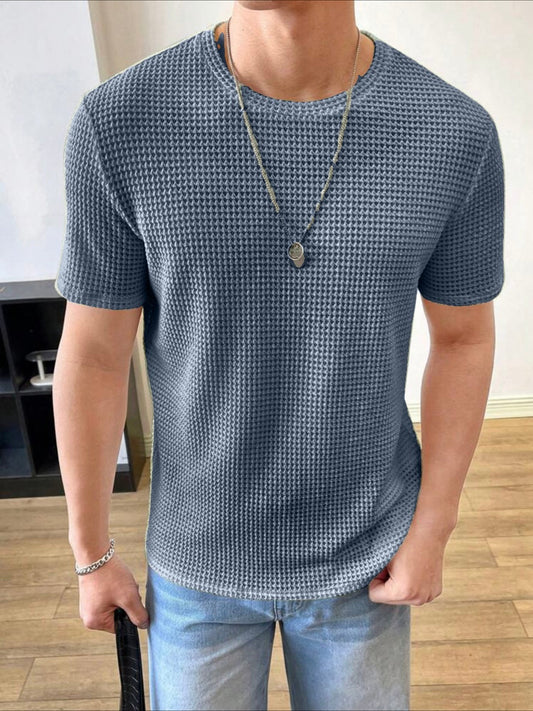 Waffle Knitted Pigeon Blue Tee