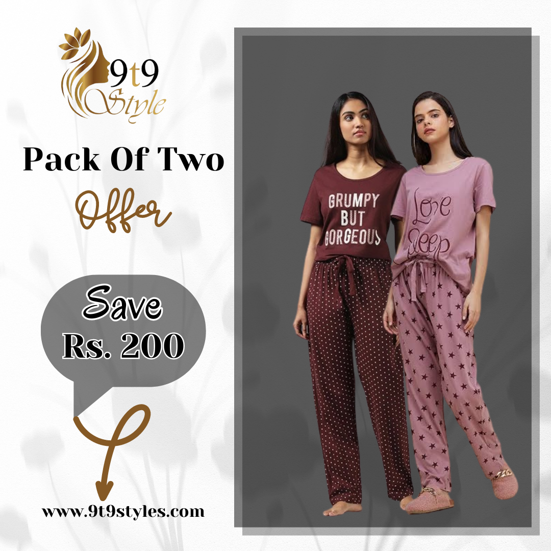 Pack Of Two Printed Pajama Night Suit Set 41