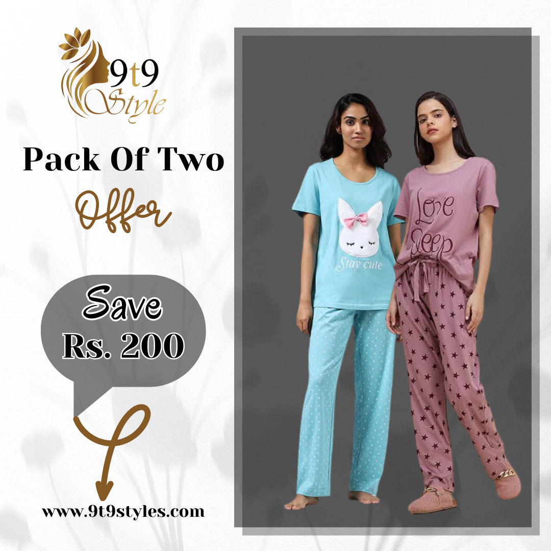 Pack Of Two Printed Pajama Night Suit Set 42