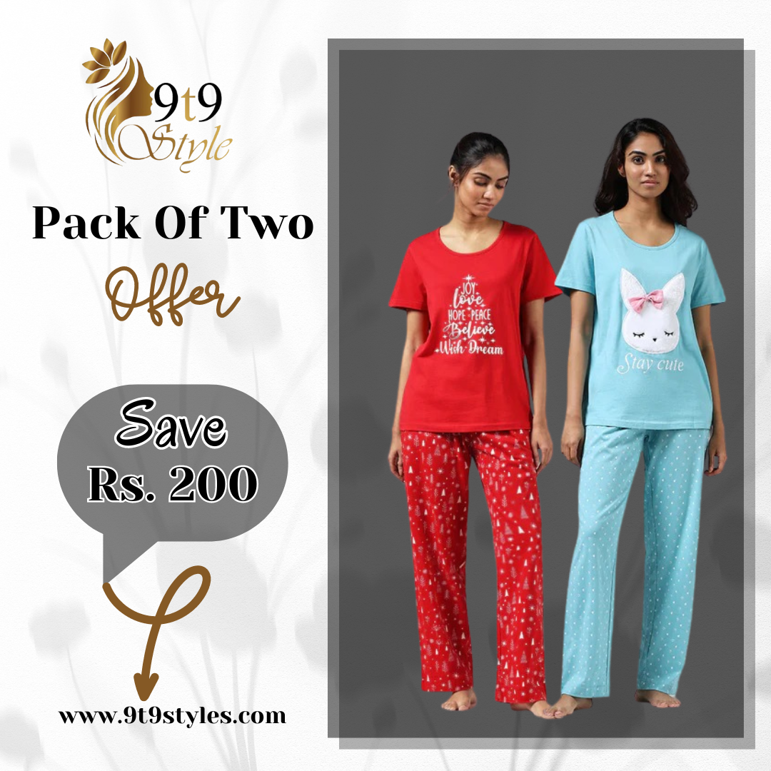 Pack Of Two Printed Pajama Night Suit Set 46