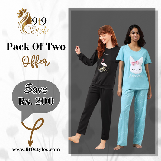 Pack Of Two Printed Pajama Night Suit Set 44