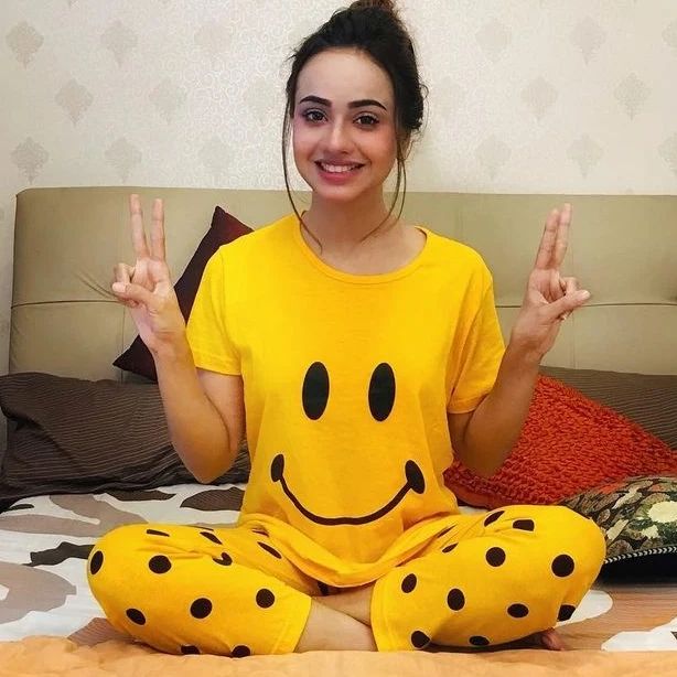 Yellow Smiley Printed Night Suit