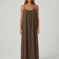 STUNNING BACKLESS MAXI DRESS - DUSTY BROWN