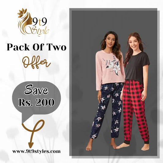 Pack Of Two Printed Pajama Night Suit Set 17