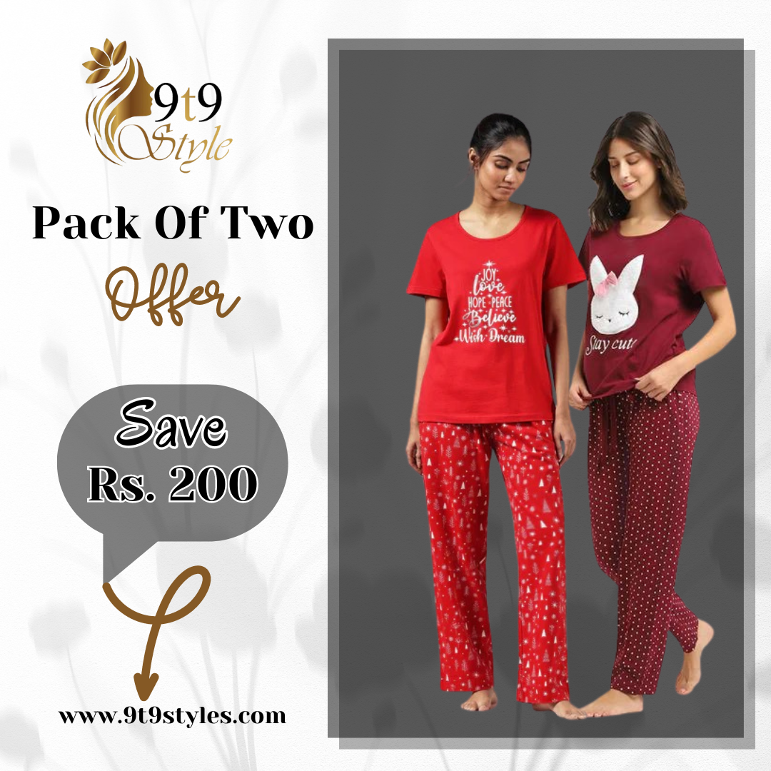 Pack Of Two Printed Pajama Night Suit Set 35