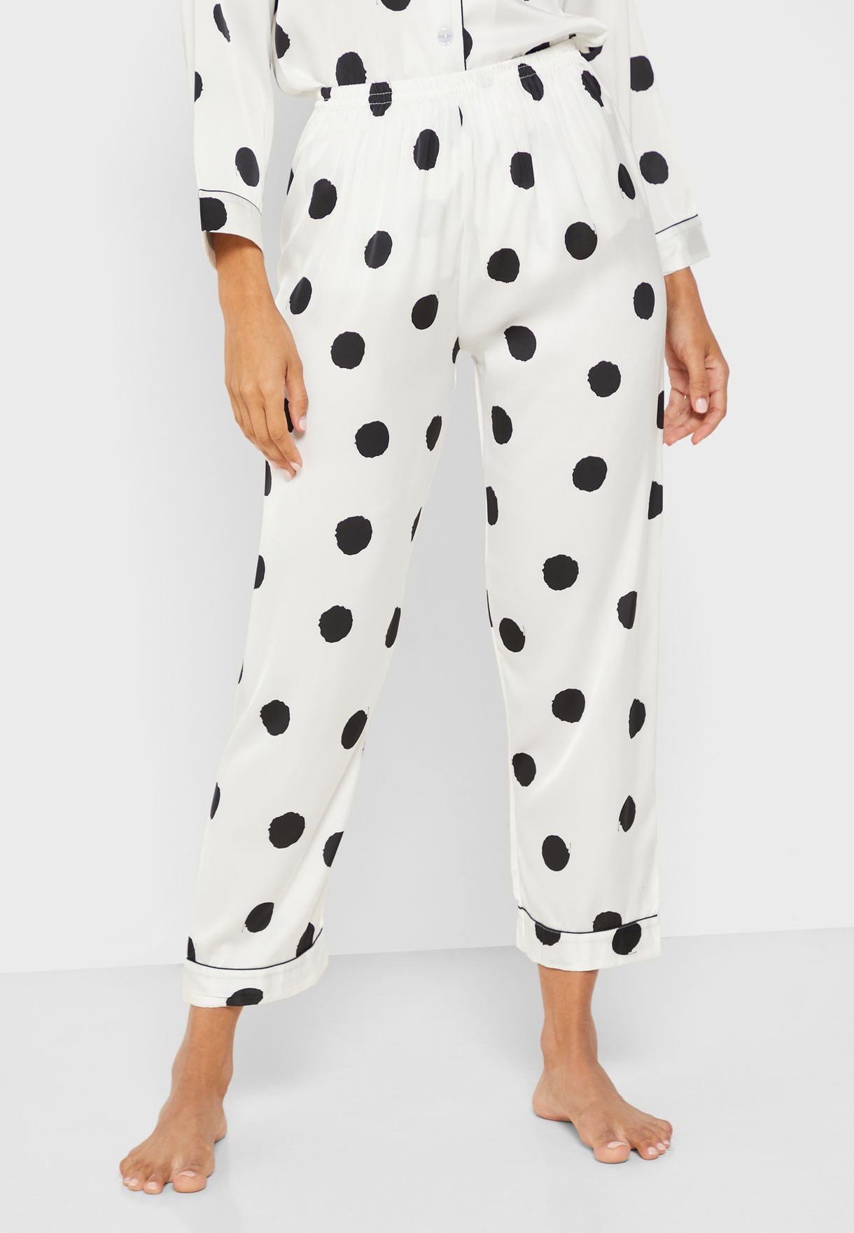 Polka Dot Printed Silk Pj Set