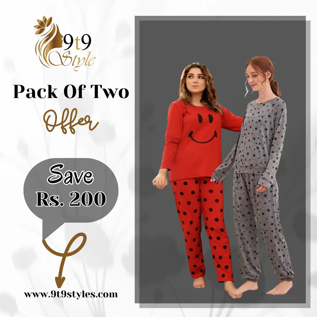 Pack Of Two Printed Pajama Night Suit Set 19