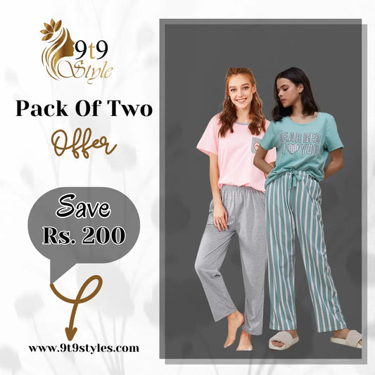 Pack Of Two Printed Pajama Night Suit Set 20