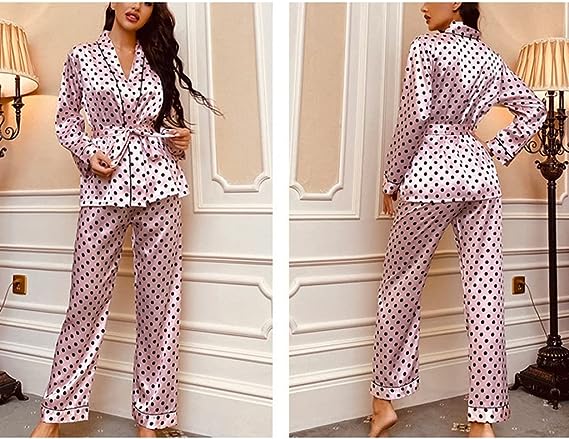 Coat Style Printed Silk Pj Set