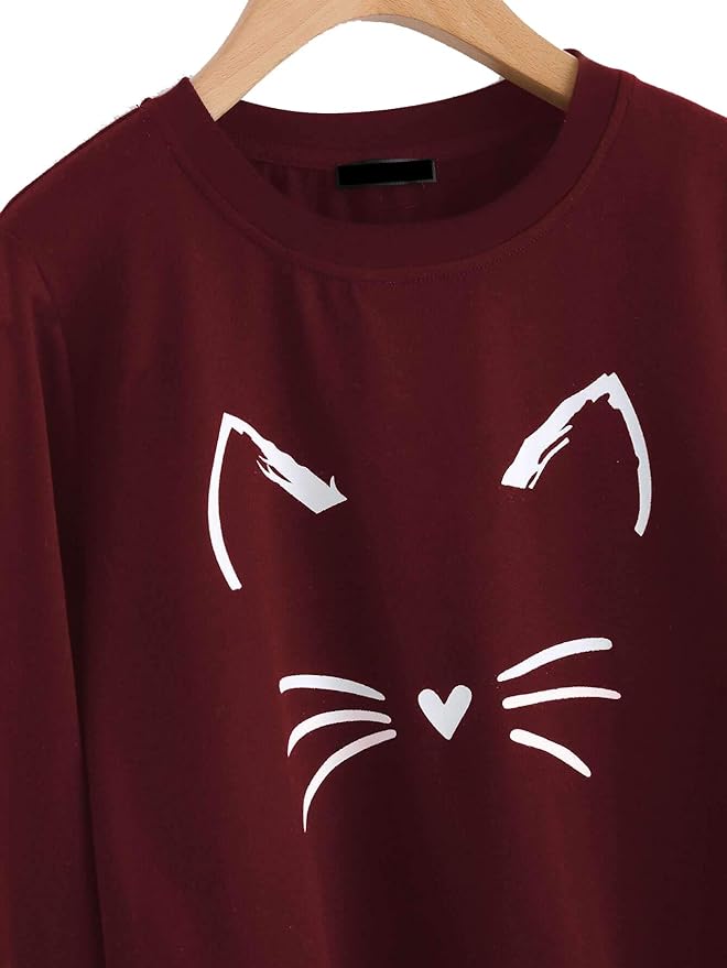 Maroon Cati Printed Sweatshirt For Women