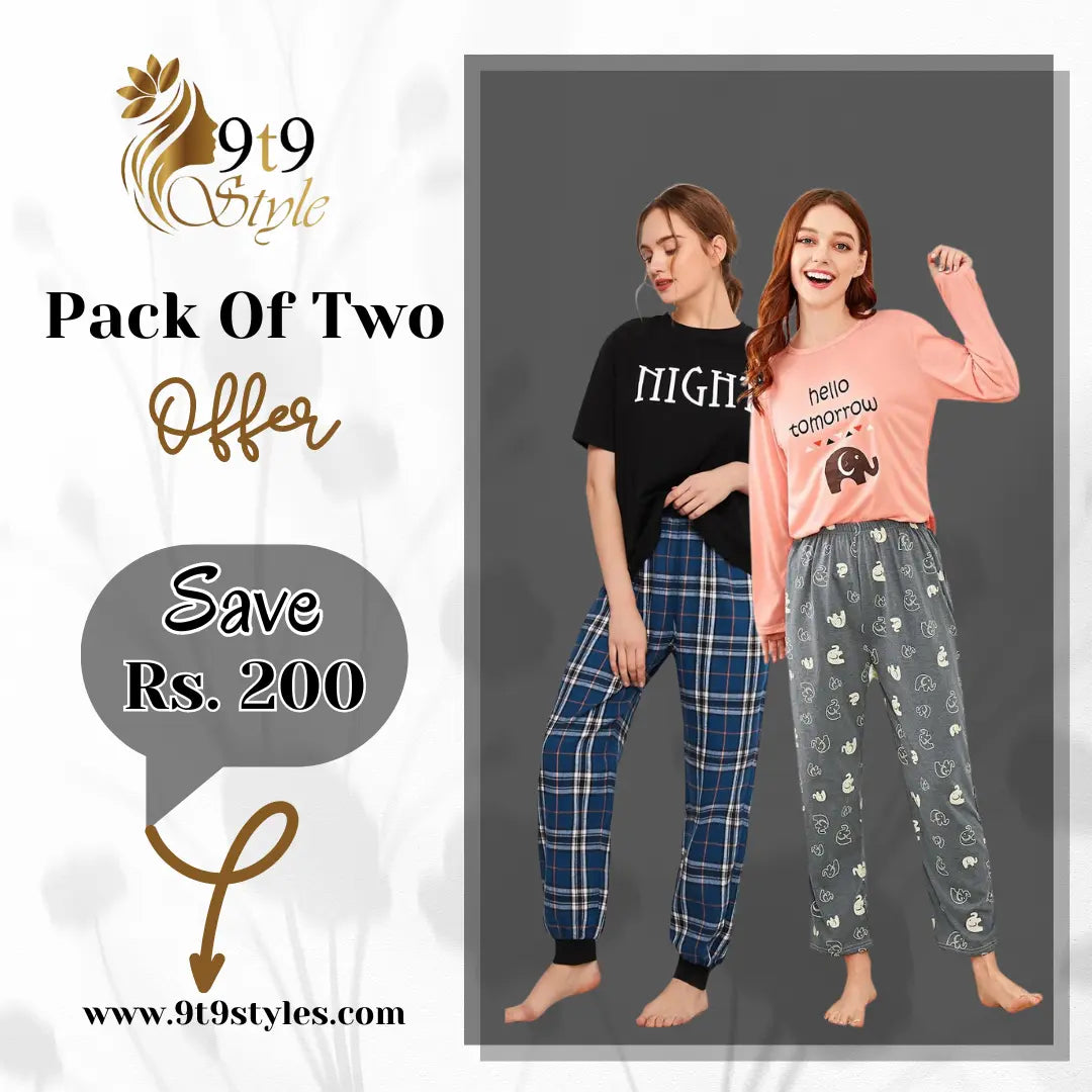 Pack Of Two Printed Pajama Night Suit Set 27