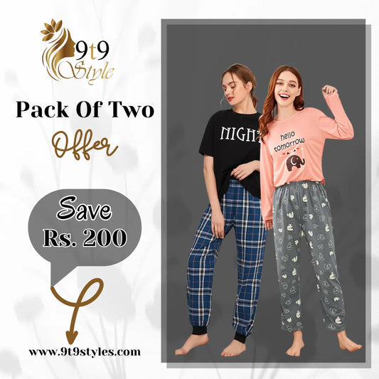 Pack Of Two Printed Pajama Night Suit Set 27