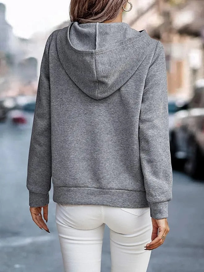 Grey With Pink & White Cross Panel Hoodie For Women