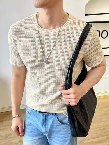 Waffle Knitted Beige Tee
